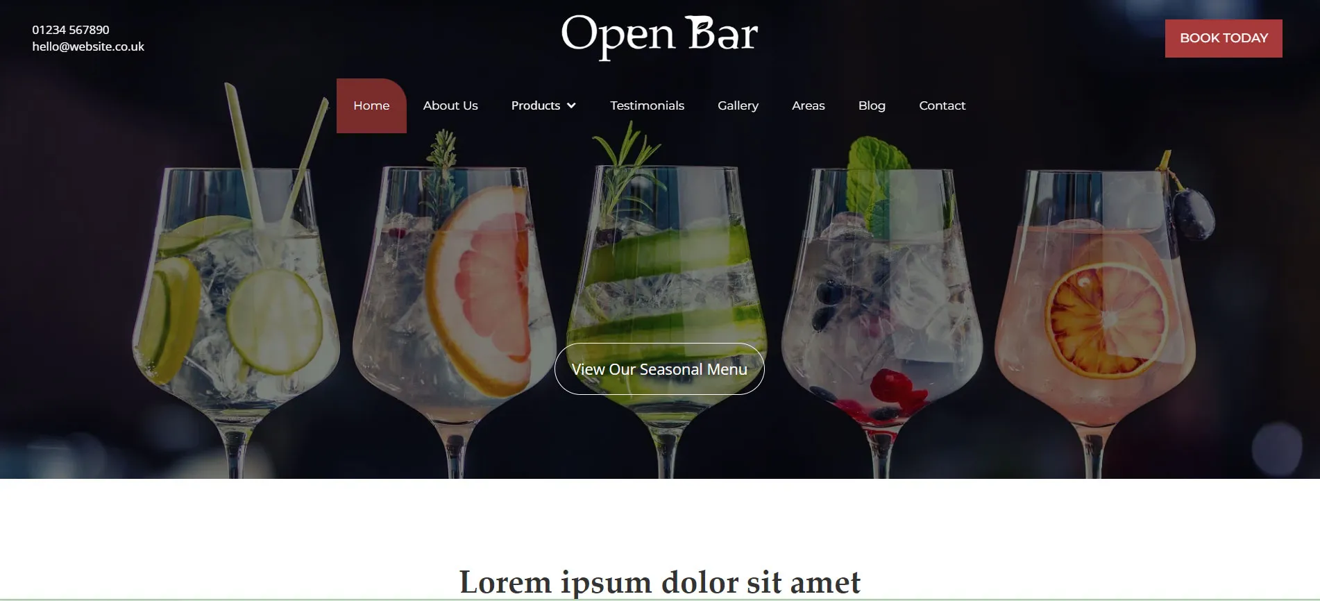 Open Bar Website Theme